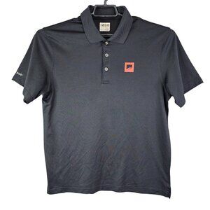 Mens Izod Black Golf Polo Shirt Short Sleeve 100% Polyester Size L